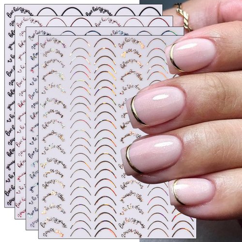 JMEOWIO 9 Sheets French Tip Line Nail Art Stickers Decals Self-Adhesive Pegatinas Uñas Colorful Nail Supplies Nail Art Design Decoration Accessories