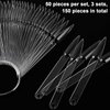 Kinjoek 3 Set Total 150 Pointed Tips Clear Nail Swatches Sticks Nail Art Supplies Practice Display Board for Nail Art Polish Color Display and Home DIY, Transparent