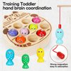 NAODONGLI Wooden Magnetic Fishing Game for Toddlers 1-3,Montessori Preschool Education Activities Fishing Toys Learning Fine Motor Skills Best Birthday Gift for 3 4 5 Year Old Boys Girls
