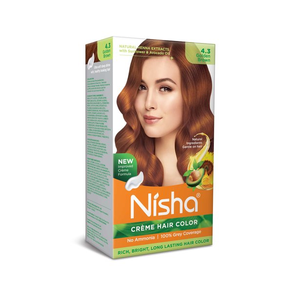 Nisha Cream Hair Color No Ammonia Cream Formula Fashion Highlights And Rich Bright Long-Lasting Colour Golden Brown (pack of 3)