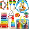 LOOIKOOS Toddler Musical Instruments,Wooden Percussion Instruments for Baby Kids Preschool Educational Musical Toys Set Boys and Girls with Carrying Bag