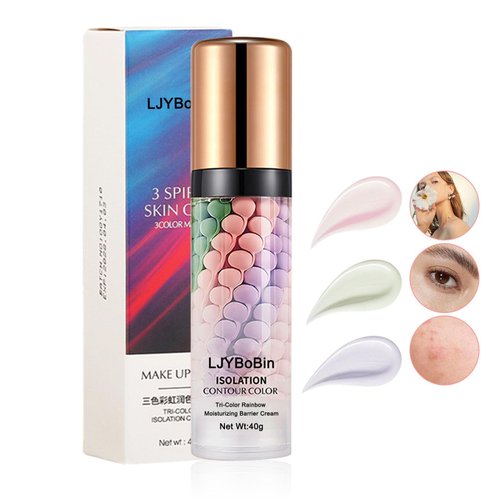 LJYBoBin 3 in 1 Color Correcting Cream,Moisturizing Isolation Cream Oil Control One Step Color Corrector,Skin Tone Correcting Concealer & Invisible Pore Face Primer Foundation Makeup