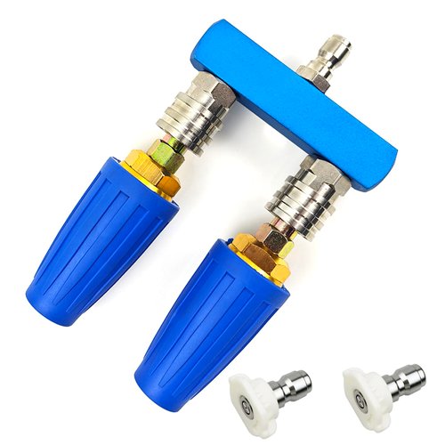 Dual Turbo Nozzle Pressure Washer and Dual Pressure Washer Nozzle Tips 2-in-1,with 2PCS 360°Rotating Turbo Nozzle,2PCS Pressure Washer Tips(40 Degree White),4000 PSI,1/4 Inch Quick Connect