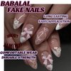 BABALAL Press on Nails Medium Almond Fake Nails White French Glue ons Nails 3D Flower Bow Charm Design Acrylic Nails 24Pcs Stiletto Manicure Coquette False Nails