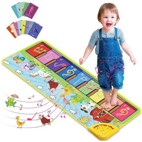 Joyjoz Baby Musical Mats with 25 Music Sounds, Musical Toys Child Floor Piano Keyboard Mat Carpet Animal Blanket Touch Playmat Early Education Toys for Baby Girls Boys Toddlers (1 to 5 Years Old)