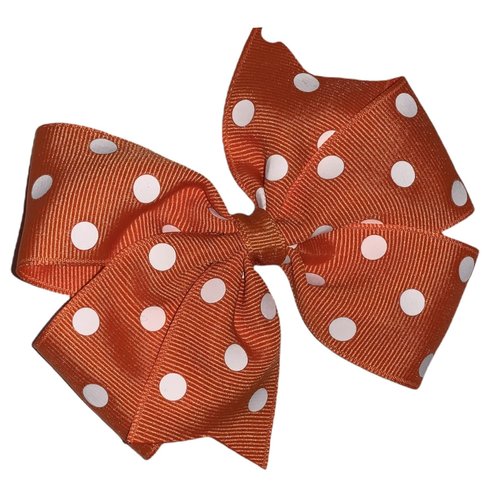 Orange Polka Dot Pinwheel Hair Bow 4&quot;