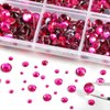 6736pcs Hotfix Rhinestones Flatback,Hot Pink Rhinestones for Crafts Clothes Mixed 5 Sizes, Hotfix Crystals with Tweezers and Wax Pencil Kit, SS6-SS30, Hot Pink