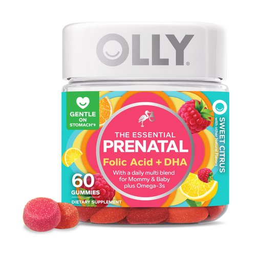 Olly The Essential Prenatal Gummy Multivitamin, 30 Day Supply ( Gummies), Sweet, Folic Acid, Vita...