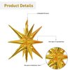 6 Pcs Gold Star Foil Balloons One-Piece 14-Pointed Star Balloons 4D Starburst Cone Mylar Balloons 22inch Christmas Birthday Wedding Wedding Anniversary Party Supplies(Gold)