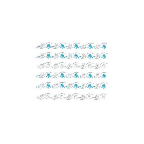 Iridescent Glitter White & Blue Floral Strip Nail Stickers/Decals
