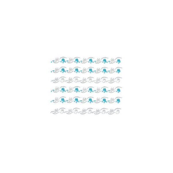 Iridescent Glitter White & Blue Floral Strip Nail Stickers/Decals