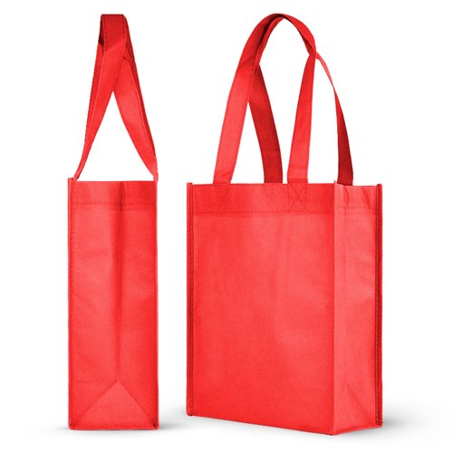 Simply Green Solutions - Plain Tote Bag, Thick Reusable Gift Bag with 16-Inch Handles, Use As Goodie Bags, Party Favor Bags, or Halloween Tote Bag, Red, Pack of 25