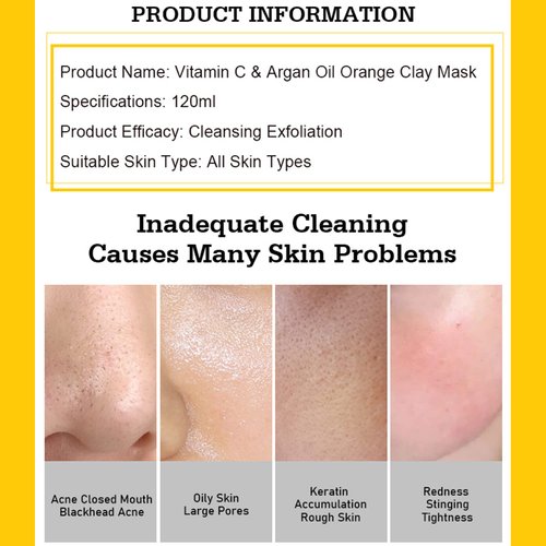 AICHUN BEAUTY Orange Clay Vitamin C Argan Oil Extract Cleansing Exfoliation Anti-Freckle Anti-Oxidation 120ml/4.06fl.oz