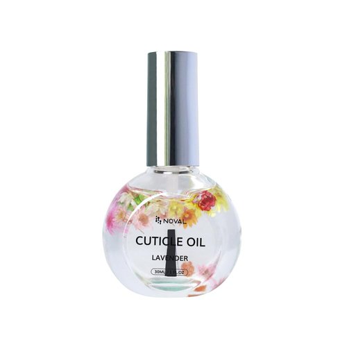 NOVAL Cuticle Oil with Flowers for Nails, Brush Cuticle Oil for Nail Growth, Moisturizing, Strengthening Oil for Cuticles, with Natural Blossom, 1 fl.oz (Lavender)