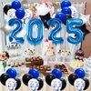 New Years Eve Party Supplies, Graduation Decorations Class of 2025 Party Balloons, 40in 2025 Foil Balloons, Latex Balloons for Birthday Wedding Prom Night Anniversary Bachelorette (Navy Blue Black)
