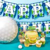 Containlol 32 Pieces Golf Birthday Party Supplies Decor Kits Golf Theme Happy Birthday Banner Golf Themed Cake Toppers Happy Birthday Cake Inserts Golf Aluminum Foil Balloons for Golf Themed Party
