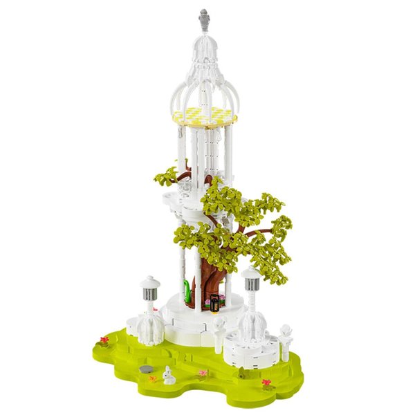 BDYDT Architecture Ancient Tree White Pavilion Micro Mini Building Blocks Set（1566PCS） - Architectural Model Toys Gifts for Kid and Adult