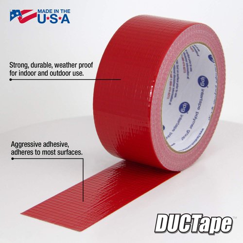 IPG JobSite DUCTape, Colored Duct Tape, 1.88" x 20 yd, Red (Single Roll)