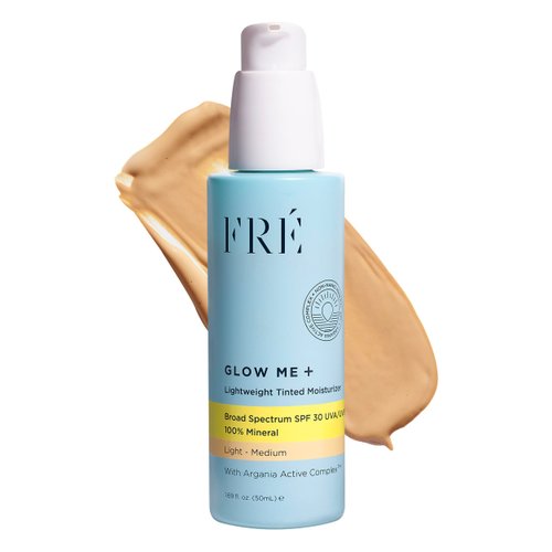 Tinted Mineral Sunscreen with Non-Nano Zinc Oxide, SPF 30 Face Moisturizer, GLOW ME by FRE Skincare (Light-Medium) - Hydrating Lightweight Face Cream for Smoother & Glowing Skin - Reef-Safe Sunscreen