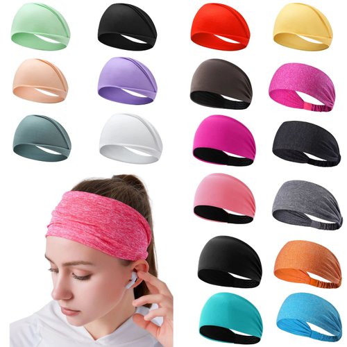 SHUCHNOYE 18 Pack Headbands for Women Non Slip Wide Hair Bands Workout Running Turban Elastic Yoga Hair Wrap
