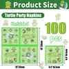 100Pcs Turtle Party Napkins, Disposable Sea Turtle Napkins, Cute Turtle Birthday Decorations Napkins for Under the Sea Party Decorations Baby Shower Boys Girls Party Supplies, 13 x 13 Inches