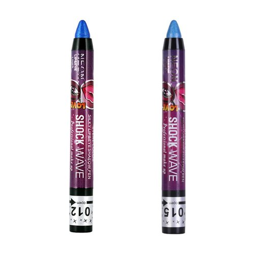Go Ho 2PCS Blue Eyeshadow Sticks,Shimmer Blue Eye Black Highly Pigmented Eye Shadow Powder Makeup,Long Lasting Eyeshadow Pen,Blue Contacts for Eyes,012 Blue & 015 Sky Blue