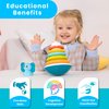 PlenPLAY Baby Tummy Time Toys, Musical Stacking Rings, Stacking Toys for Toddlers 1-3, Weeble Wobble Toys for Babies 6 9 12 Months, STEM Learning Toy, Sensory Toys for Babies (Elephant)