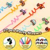 Miucat Monster Truck Party Favors Serve 12, Machine Jam Birthday Supplies include Slap Bracelet Coloring Books with Stacking Crayons Drinking Straws Keychain Stickers Gift Bags for Kids 122Pcs