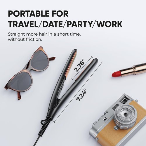 VANESSA PRO Mini Flat Iron Hair Straightener, Small Flat Irons for Short Hair, Travel Curling Iron Dual Voltage for Europe(0.7-inch)