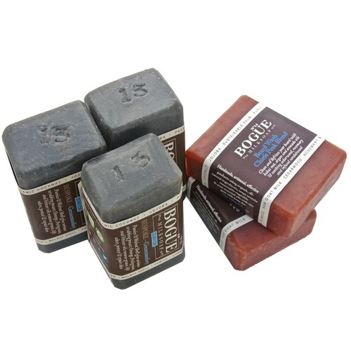 Handmade Goat Milk Soap 5 bar Giftset BOGUE- No.13 & No.14 BESPOKE Greasemonkey Aggregates Remove Grease & Heal and Beard Wash 'Chiefs Peak' Blend to Clean & Defrizz Beards
