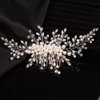 Teyglen Bridal Crystal Pearl Hair Comb with Rhinestone Beads - Luxurious Handmade Wedding Headpiece for Brides, Women, and Girls (Silver)