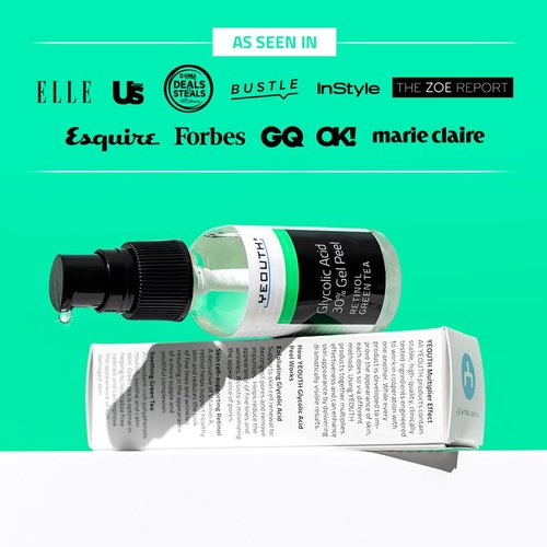 YEOUTH Glycolic Acid Gel Peel for Face - Exfoliatingg Gel for Face - 30% Glycolic Acid Peel - 30% Gel with Retinol & Green Tea - Face Peel Designed to Refresh & Smooth the Appearance of Skin 1oz