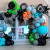 Race Car Balloon Garland Arch Kit,120PCS Dusty Blue Green Orange Black Balloons and Star Foil Balloons,for Birthday,Baby Shower,Racing Car Theme Party Supplies,Race Car Party Decorations