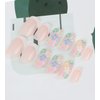 24 Pcs Acrylic Press on Nails Short, Glue on Nails for Women, Fake Nails with Glue (Pink Flower French)