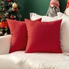 MIULEE Pack of 2 Decorative Outdoor Solid Waterproof Throw Pillow Covers Linen Garden Farmhouse Cushion Cases for Patio Tent Balcony Couch Sofa 18x18 inch Red