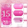 Pink 15th Birthday Decorations for Girls Boys Pink Happy 15th Birthday Door Cover Banner & 18Pcs Happy 15th Birthday Balloons Decorations for Hot Pink 15th Birthday Anniversary Party Supplies