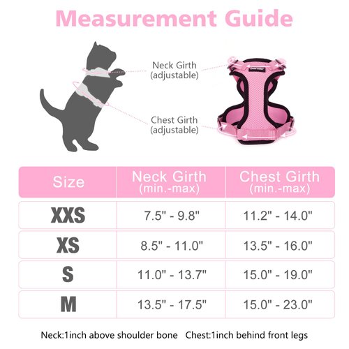 Dooradar Cat Harness and Leash Set, Escape Proof Safe Adjustable Kitten Vest Harnesses for Walking, Easy Control Soft Breathable Mesh Jacket with Reflective Strips for Cats, Pink, XS