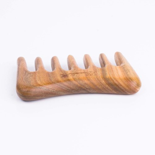 Breezelike Wide Tooth Hair Comb - Natural Mini Wood Comb for Curly Hair - No Static Sandalwood Hair Pick Wooden Comb for Detangling