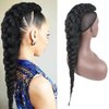 Long Braided Ponytail Mohawks Wig Braided High Ponytail Extension for Black Women Goddess Fishtail Braid Ponytail extension Black Yaki Straigh Ponytail Faux Hawk Clip in Ponytail Hair Extensions