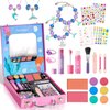 Kids Makeup Sets for Girls - Washable Real Cosmetics Set with Jewelry-Making for Children, Ocean Princess Dress-Up Makeup Bracelet Kits, Ideal Christmas Birthday Gift for 4-12 Year Olds (Blue)