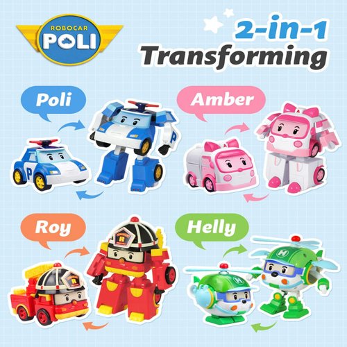 Robocar Poli Transforming Robot, Helly 4" Transformable Helicopter Action Toy Figure Vehicles, Emergency Vehicle Playset, Holiday Birthday Rescue Car Toys Gift for Boys Girls Age 1 2 3 4 5