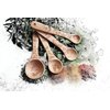 Talisman Designs Laser Etched Beechwood | Set of 4 | Woodland Design | Natural, Wooden Measuring Spoons Set| Cute & Functional Kitchen Tools