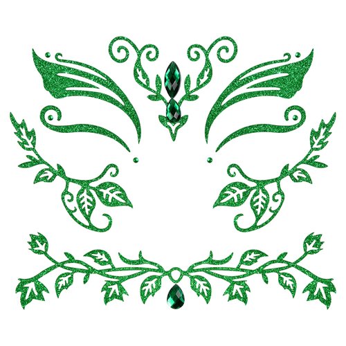 Itscolofy Green Face Jewels Stickers Halloween Ivy Costume, Glitter Green Face Gems Self Adhesive Glue Festival Makeup Cosplay Dress Up Accessories Women Grils