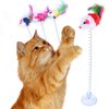 KABB 3 Pcs Cat Toy Spring Toy Elastic Spring Mouse Feather Plush Interactive Intelligence Toys with Sucking, Random Color