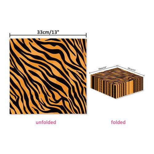 40Pcs Safari Tiger Animal Print Napkins Disposable Jungle Animals Tiger Dinner Paper Napkins Texture Tableware Birthday Baby Shower Party Supplies