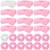 Wavwavw 24 Pcs Bachelorette Party Favors Include 12 Bride Bridesmaid Spa Headband 12 Bridesmaid Bride Scrunchie Velvet Scrunchies for Women Bachelorette Party Gifts Bridal Shower Wedding(White,Pink)