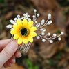 Unicra Bride Wedding Hair Comb Sunflower Bridal Side Comb Crystal Hair Accessories for Women and Girls (Silver)