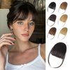 Lommel Clip in Bangs-100% Human Hair Bangs,Brown Black Fake Bangs for Women Wispy Bangs Hair Clip Hair Extensions Clip on Air Bangs Hairpieces with Temples for Daily Wear (Brown Black)