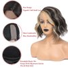 Highlights Color Synthetic Wavy BoB Wigs for Black Women Side Part Short Curly Wavy Bob Wigs Shoulder Length Wig 10" Natural Black Bob Wavy Wigs for Daily Party Use Heat Resistant Fiber(H4/24#)
