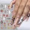 Halloween Nail Art Stickers Decals 5PCS Halloween Cute Ghost Flower Nail Stickers Skull Strawberry Spider Flower Nail Designs 5D Embossed Nail Decals for Acrylic Nails Manicure Decorations